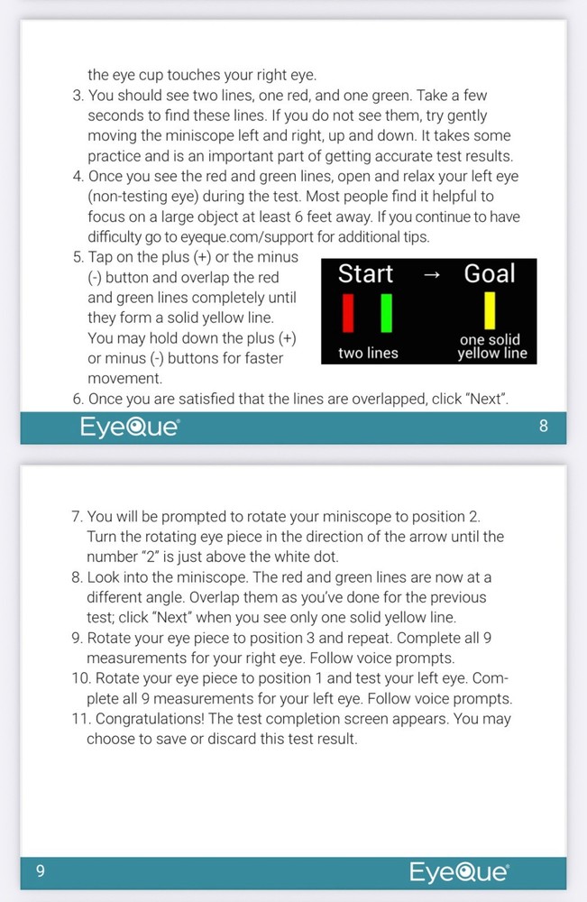 EyeQue Personal Vision Tracker Ophthalmic Refractometer Home Test