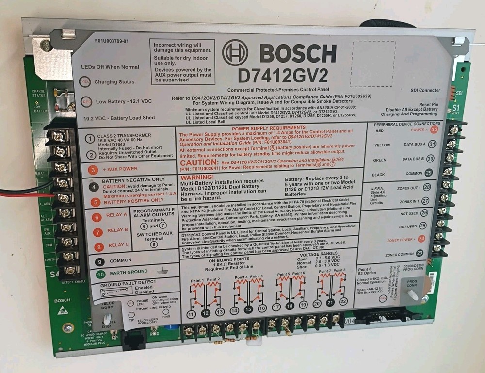 Bosch D9412GV2 Special Execution Control Panel - Tested & Working - Used