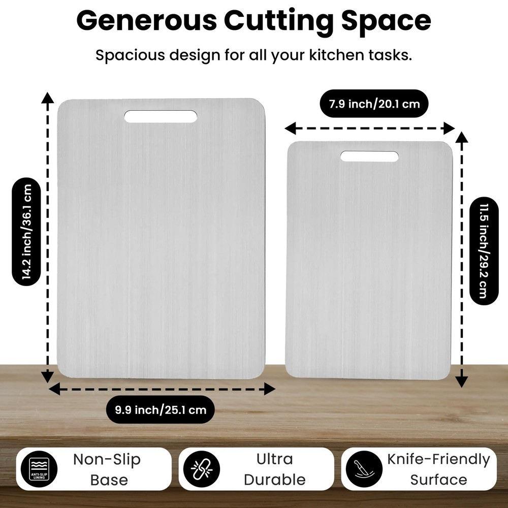 Titanium Cutting Board 2 PACK- SMALL (7.9 inch by 11.5 inch) + MEDIUM SET (14...