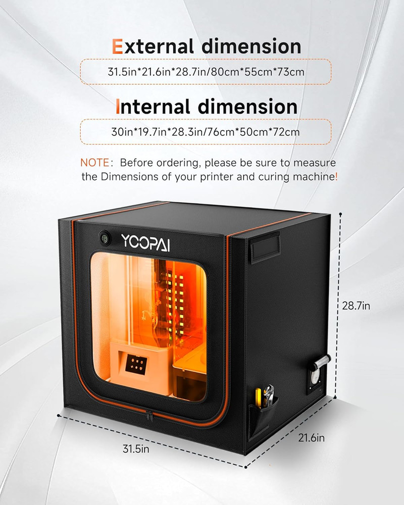 Multifunctional Large Resin 3D Printer Enclosure with Ventilation Kit LED Light,