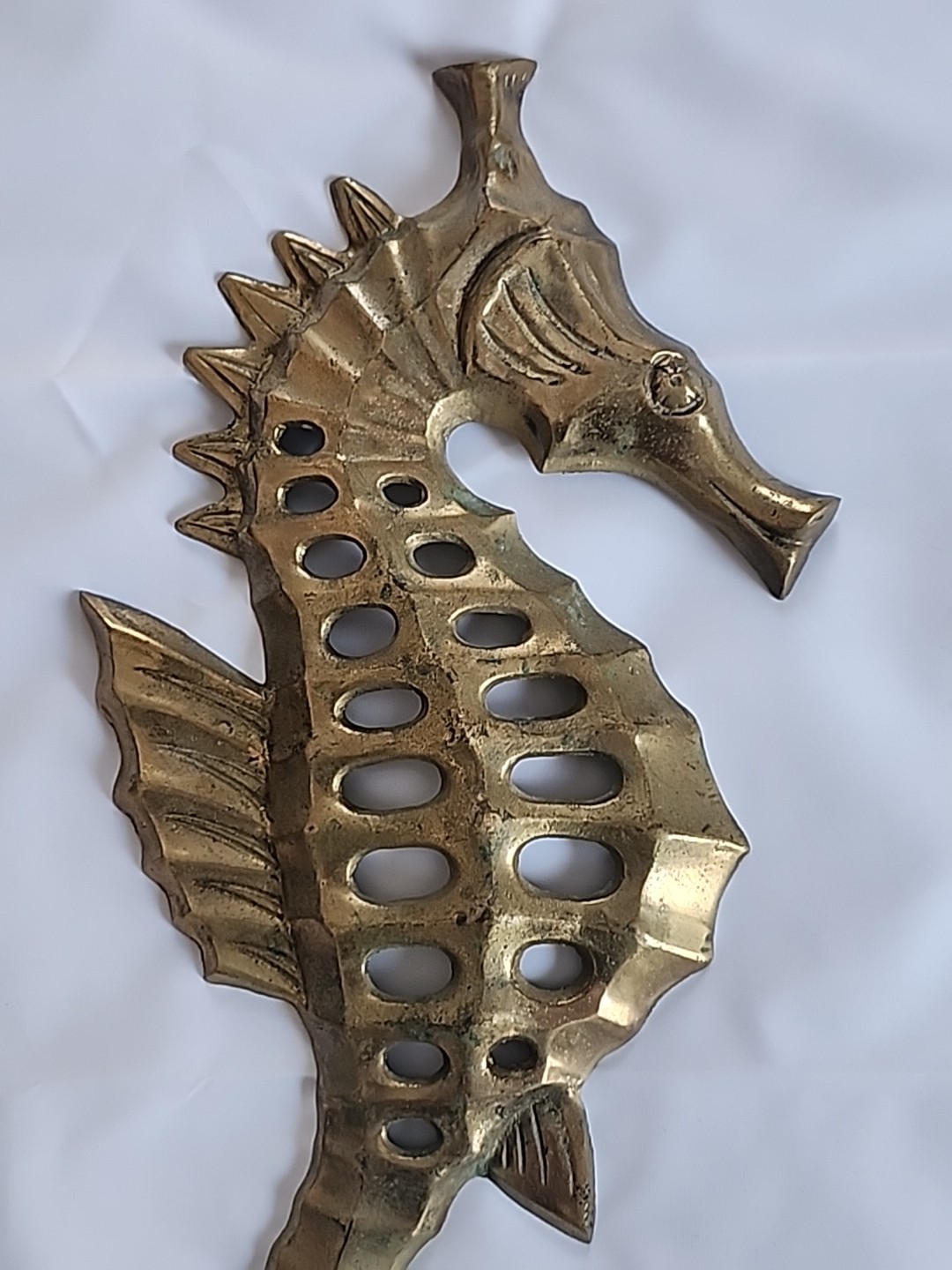 2 Large Vintage 14" & 12" Vintage Brass Made In Japan Seahorse Wall [45]