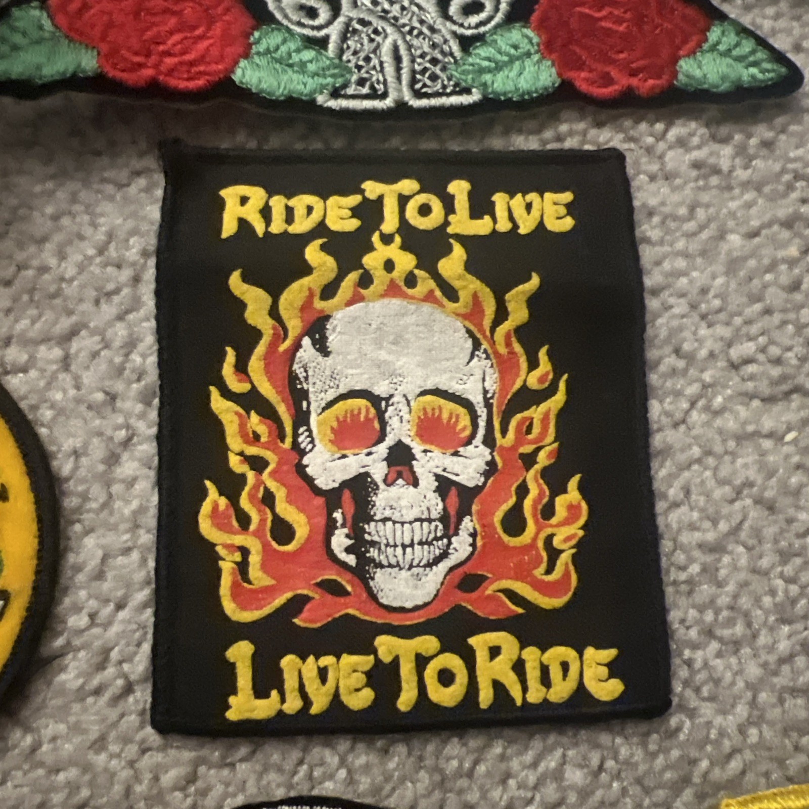 Vintage Lot Of 9 Motorcycle Patches Harley Davidson, Ride to Live, Guns N Roses