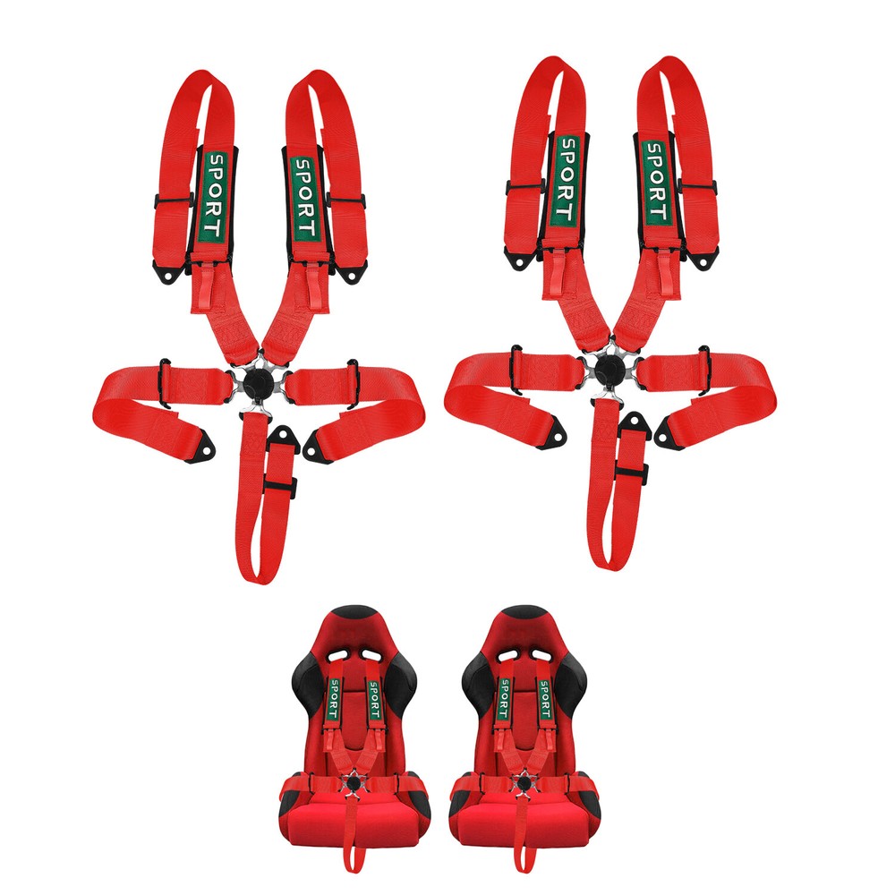UNIVERSAL RED 5-POINT CAMLOCK QUICK RELEASE RACING SEAT BELT HARNESS