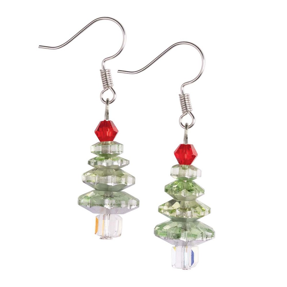 Solid Oak Green Christmas Tree Earrings Beading Kit