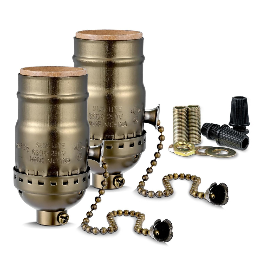 Pull Chain Light Socket Replacement,E26 Standard Screw Lamp Socket,Bulb Socket w