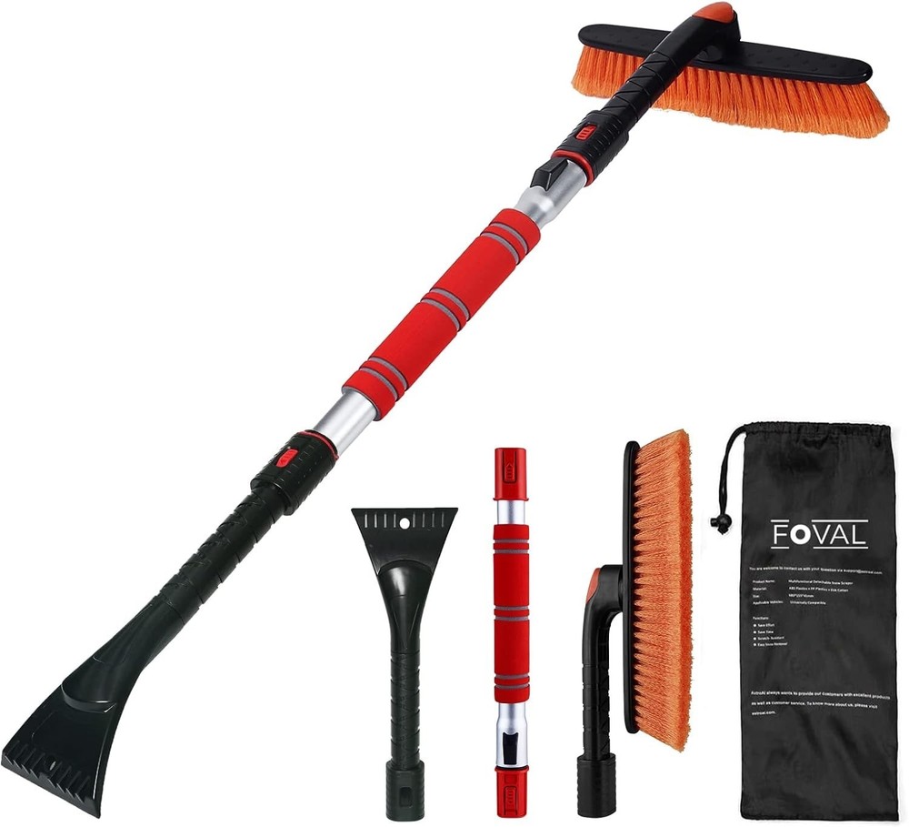 47.2" Extendable Snow Brush and Wider Ice Scraper 4.73" Width with 360° Pivot...