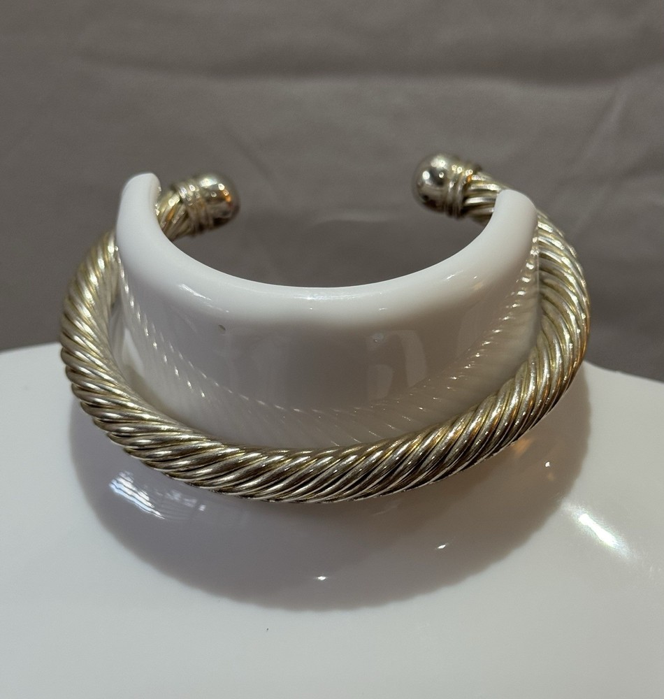 vintage silver tone twisted cable bangle