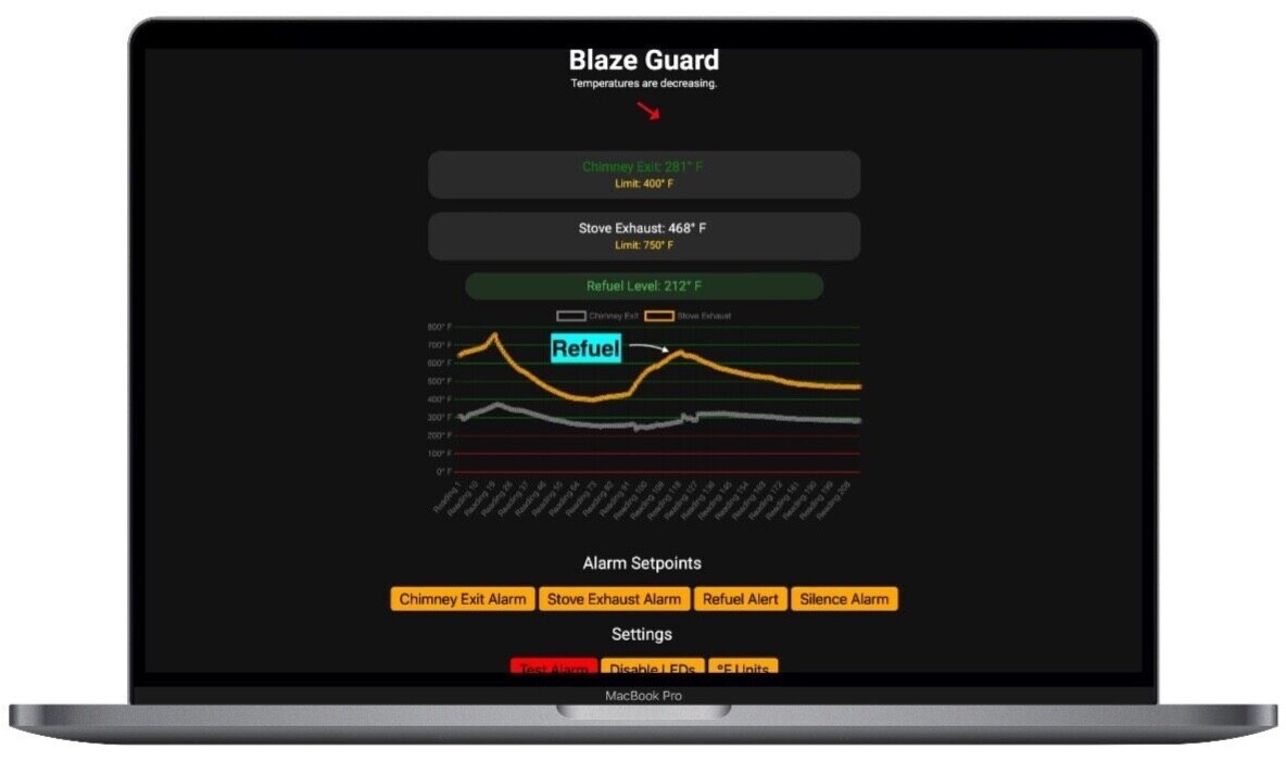 Blaze Guard - Chimney and Stove Monitoring System - Monitor Chimney Temperatures