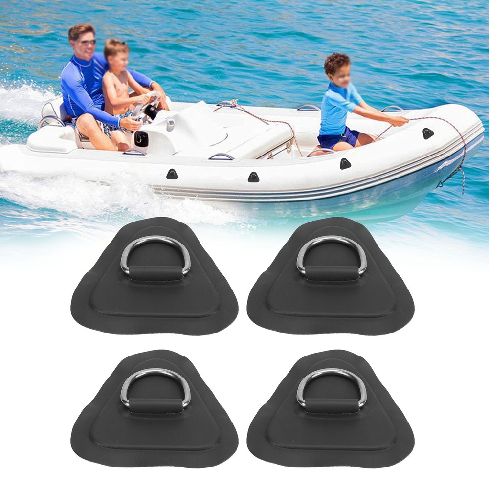 BLACK 4 Pcs D Patch Stainless Steel D Pad For Inflatable Surfboard