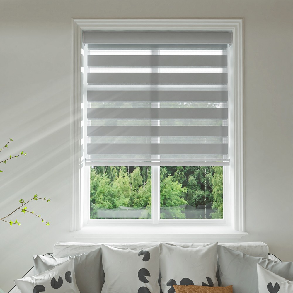 Horizontal Shade Window Blind Dual Zebra Roller Blinds Curtains,Easy to Install