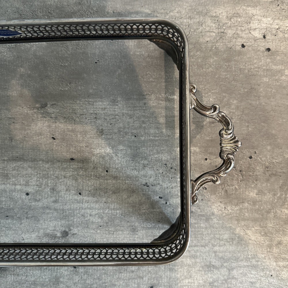 Reed & Barton Silver Plated Footed Casserole Holder and Glass Baking Dish