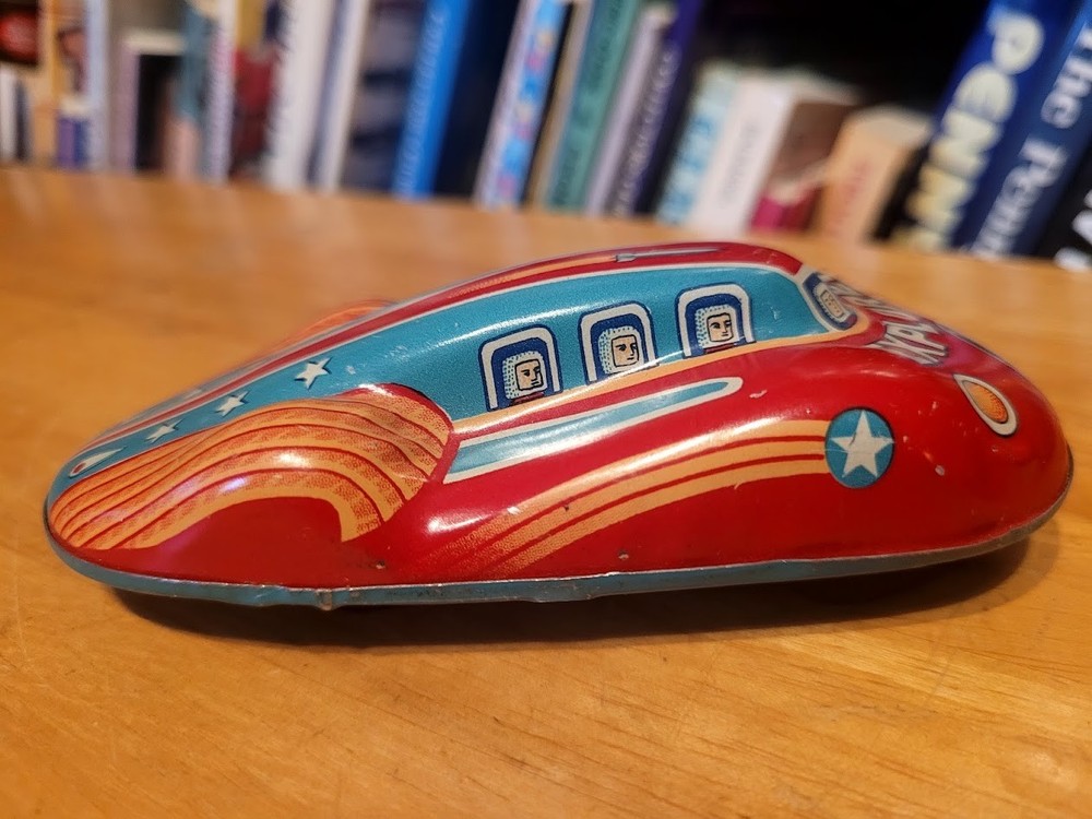 VERY NICE VINTAGE TIN LITHO FRICTION EXPLORER SPACE SHIP