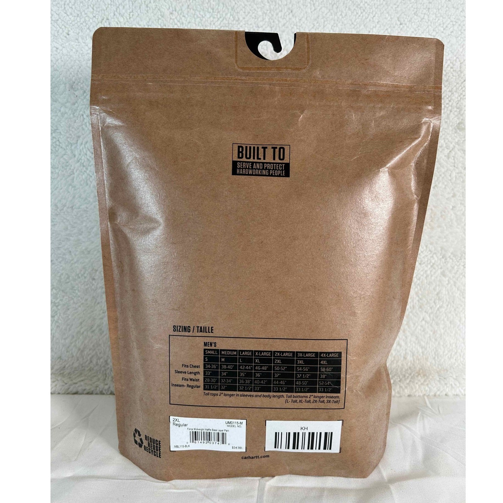 Carhartt Mens Force Midweight Waffle Base Layer Pants 2XL New in Package New