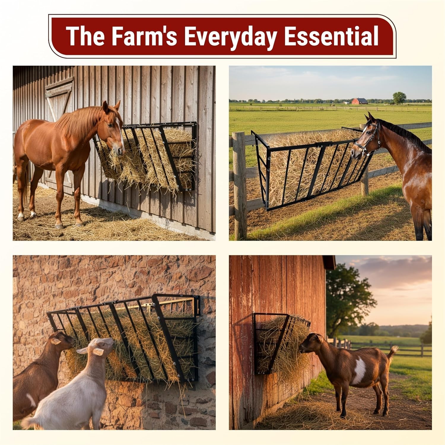 Hay Feeder Wall Mount – 36 Gallon – Heavy-Duty Steel Horse Hay Feeders