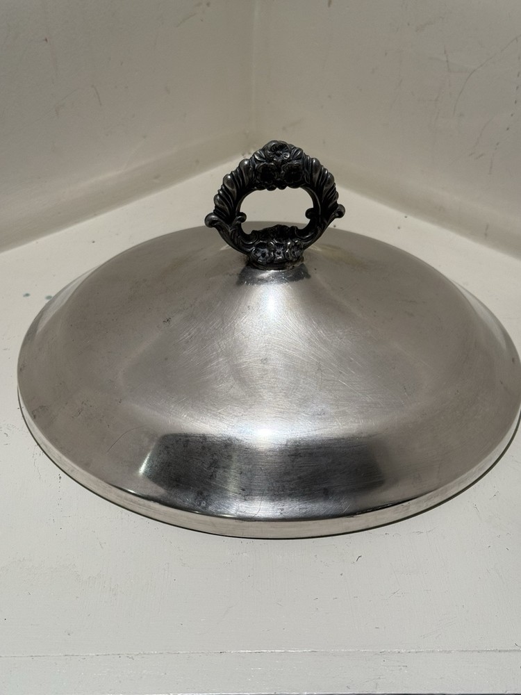 1883 FB ROGERS SILVER CO. COVERED SERVING DISH W PYREX GLASS BOWL INSERT