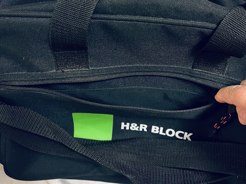 H&R Block Logo Computer Travel Shoulder Bag Document /Briefcase Side Pockets