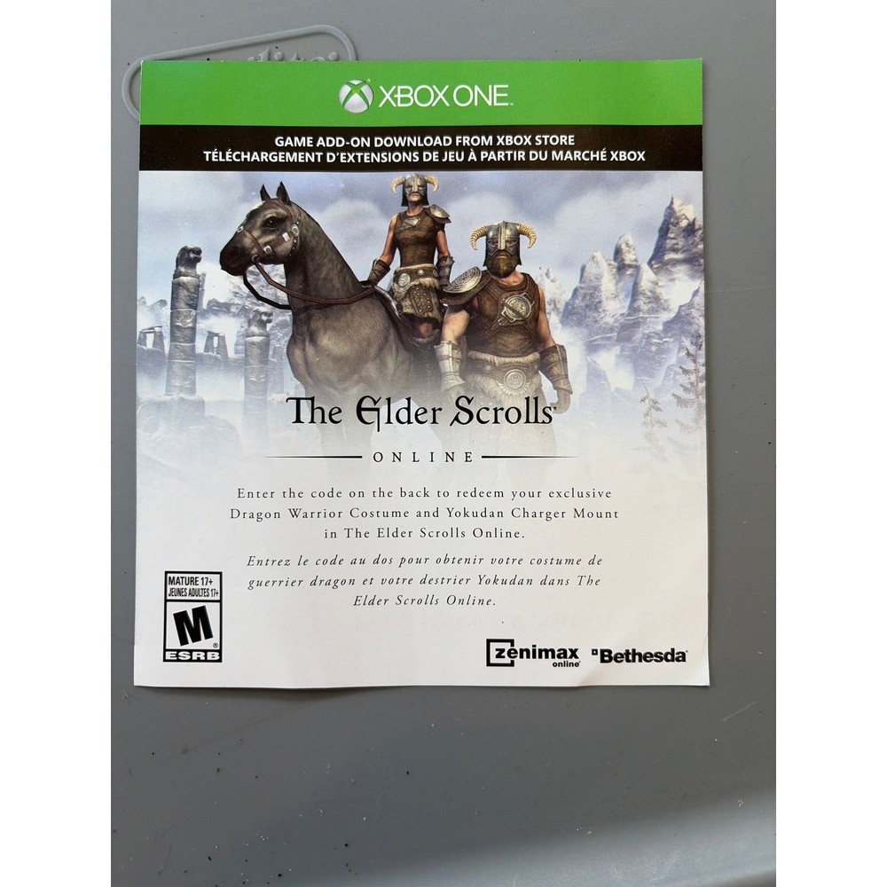 Xbox Elder Scrolls Online ESO Dragon Warrior Costume Mount Code Check and Valid