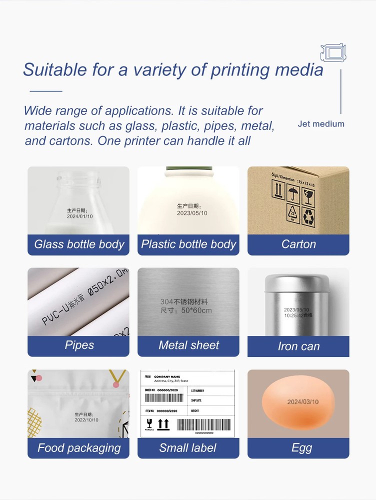 Mini handheld inkjet printer prints expiration date, batch number text