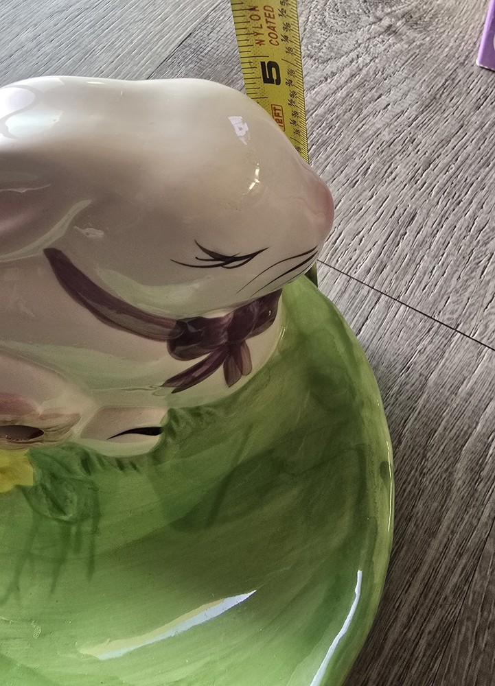 Vintage Bunny Musical Easter Candy Dish Motion Sensor * Works