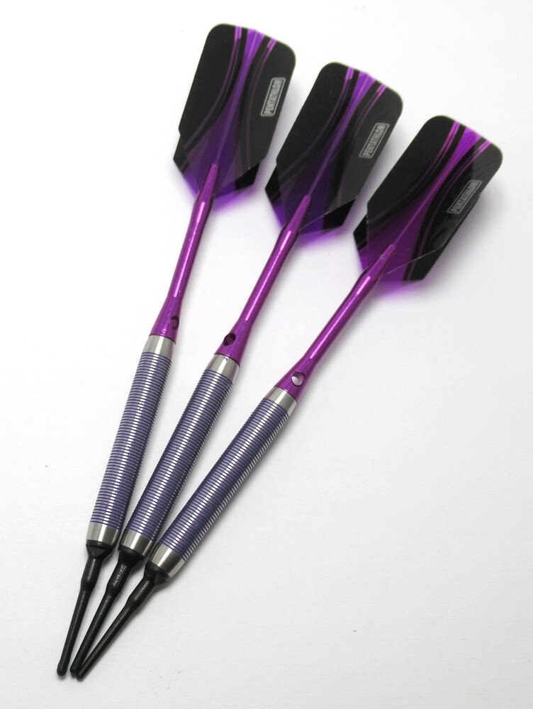 Purple Micro Edge 18g Soft Tip Darts - 90% Tungsten with Extras + Tracking