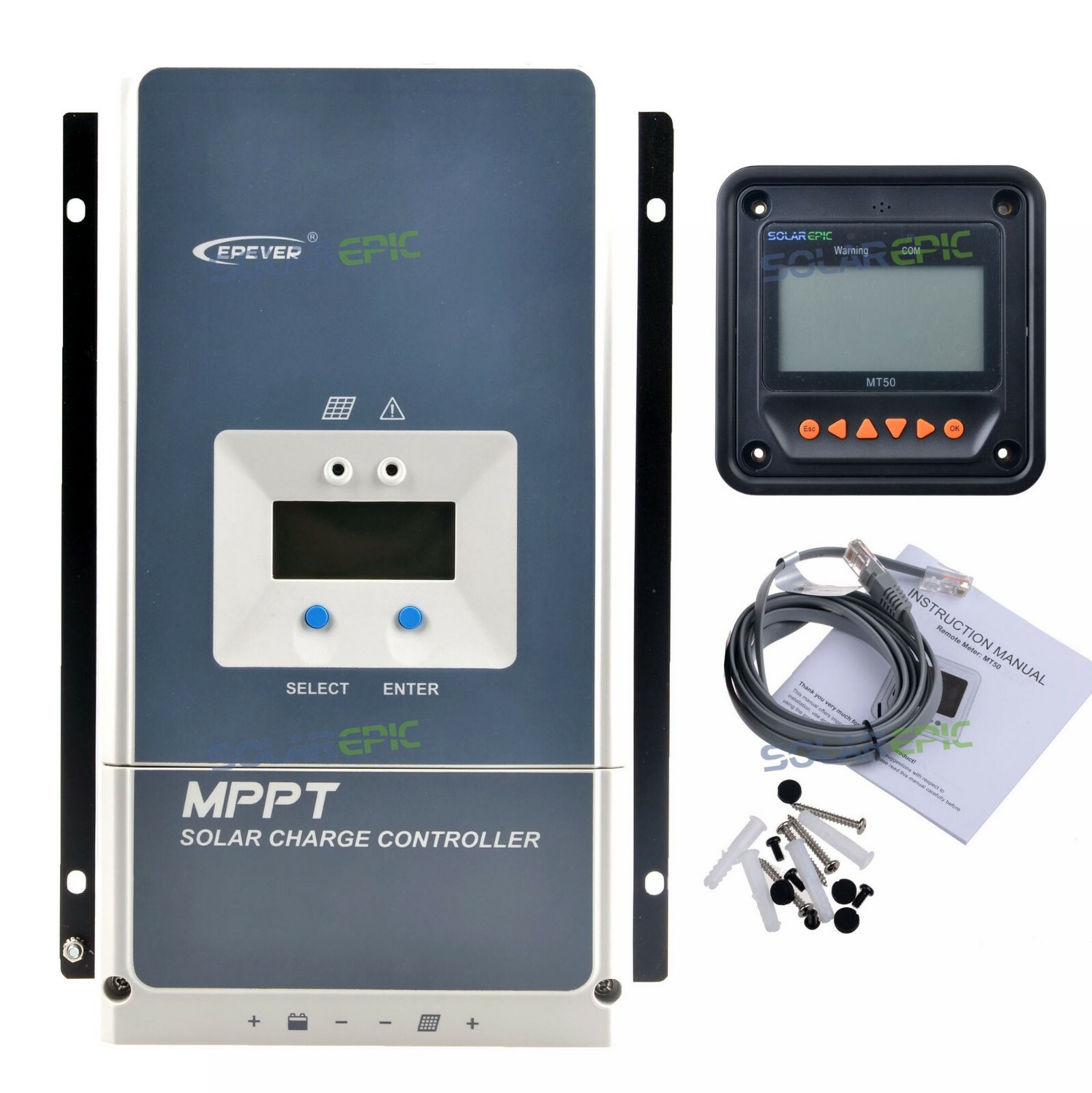 Epever 100A 80A 60A 50A Power MPPT Solar Controller 12V/24V/36V/48V & Meter MT52