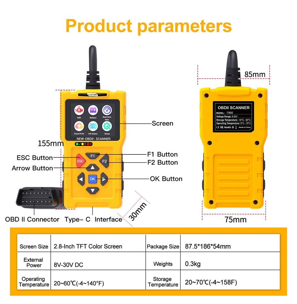 TopDiag T600 Automotive Automamatic OBD2 Scanner OBD Code Reader Cloud Pinrting