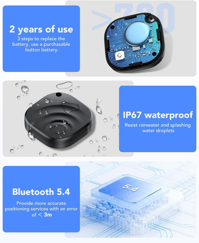 4 Pack Dual System Tracker for Ios and Android Bluetooth Tracker Smart Tags Comp