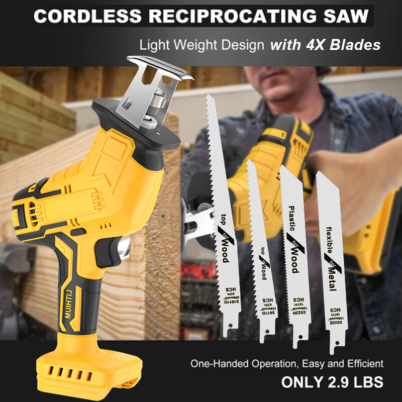 Brushed Cordless Reciprocating Saw for Dewalt 20V Max Variable Speed Tool Only