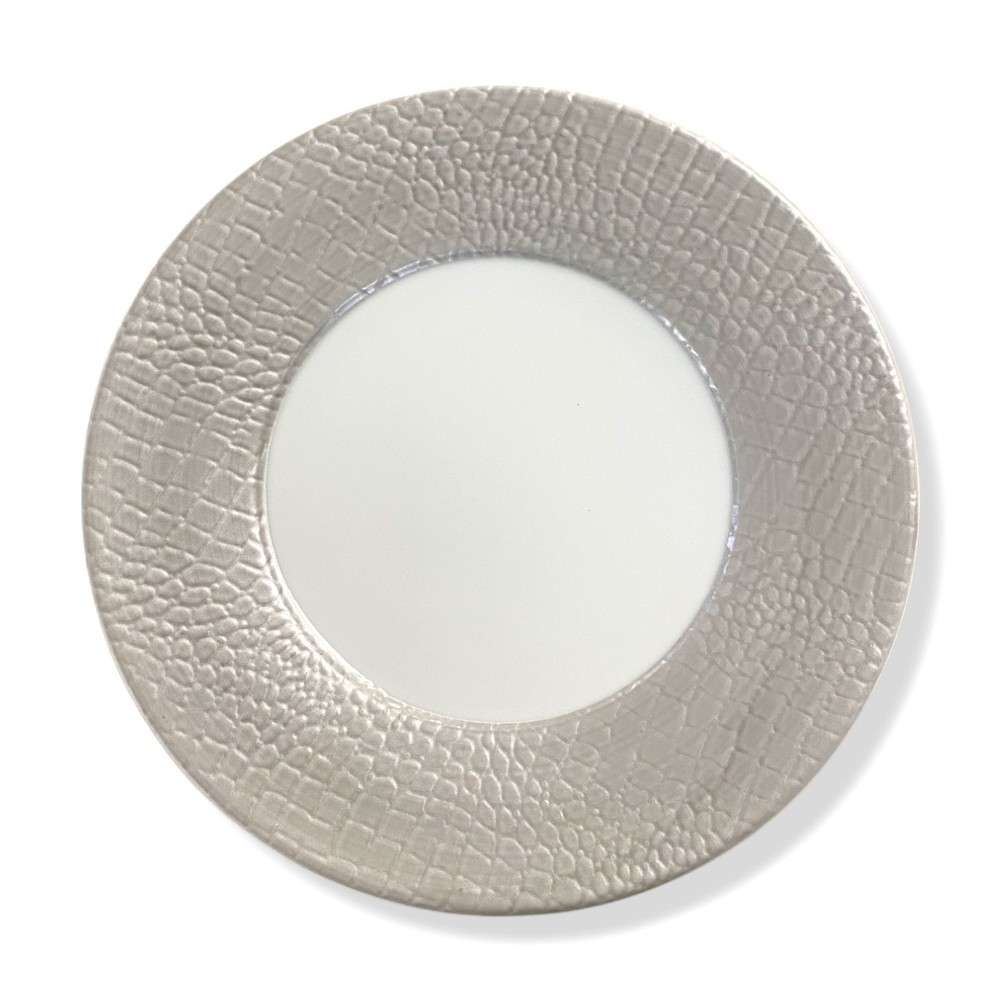 Neiman Marcus Silver White 10-Piece Metallic Crocodile Dinnerware Set