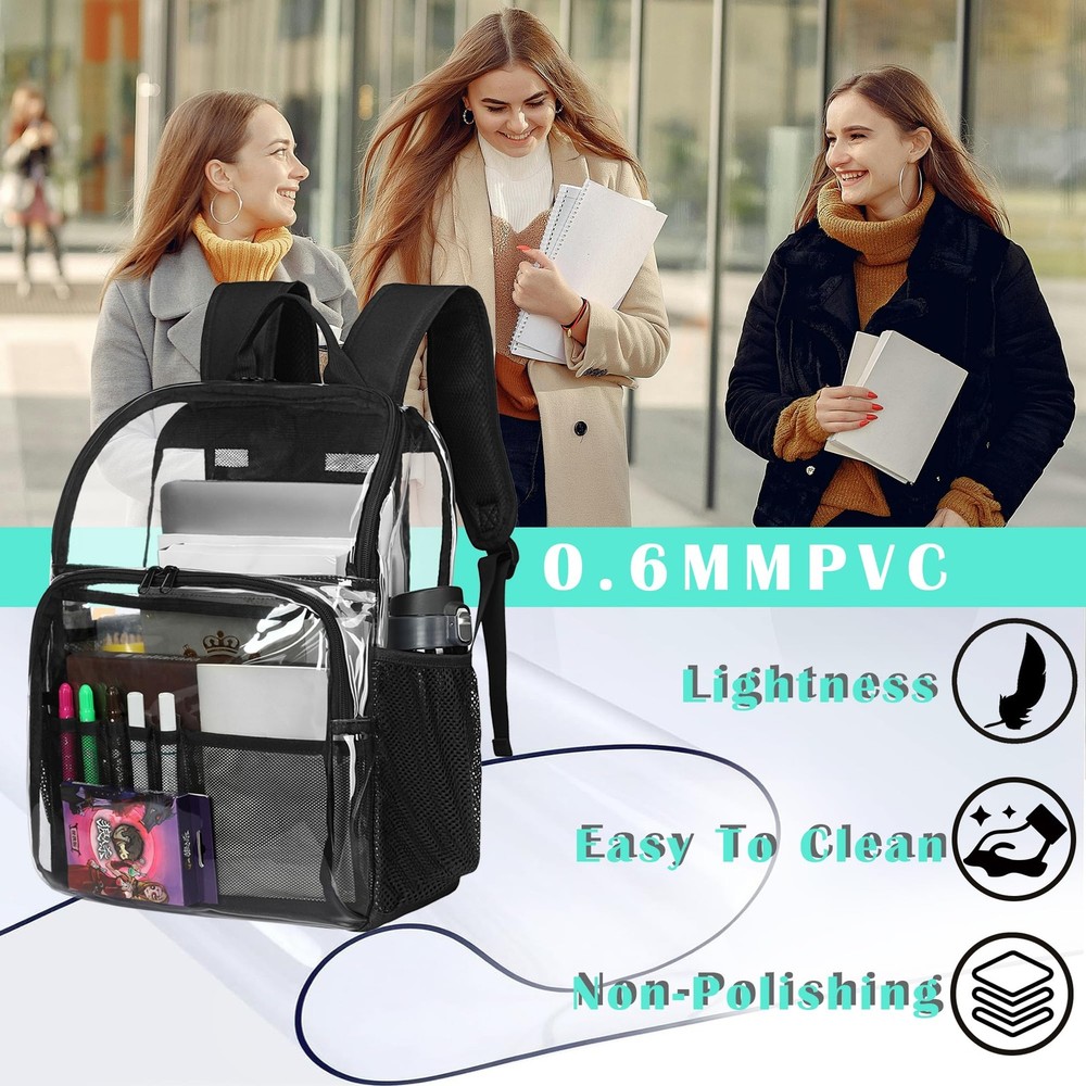 Clear Backpacks for School18'' Large Clear Backpack Heavy Duty Clear Backpack...