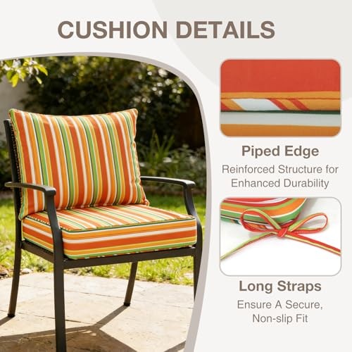 Deep Seat Patio Chair Cushions, 2 Piece Set, Water Resistant Set of 1 Rainbow