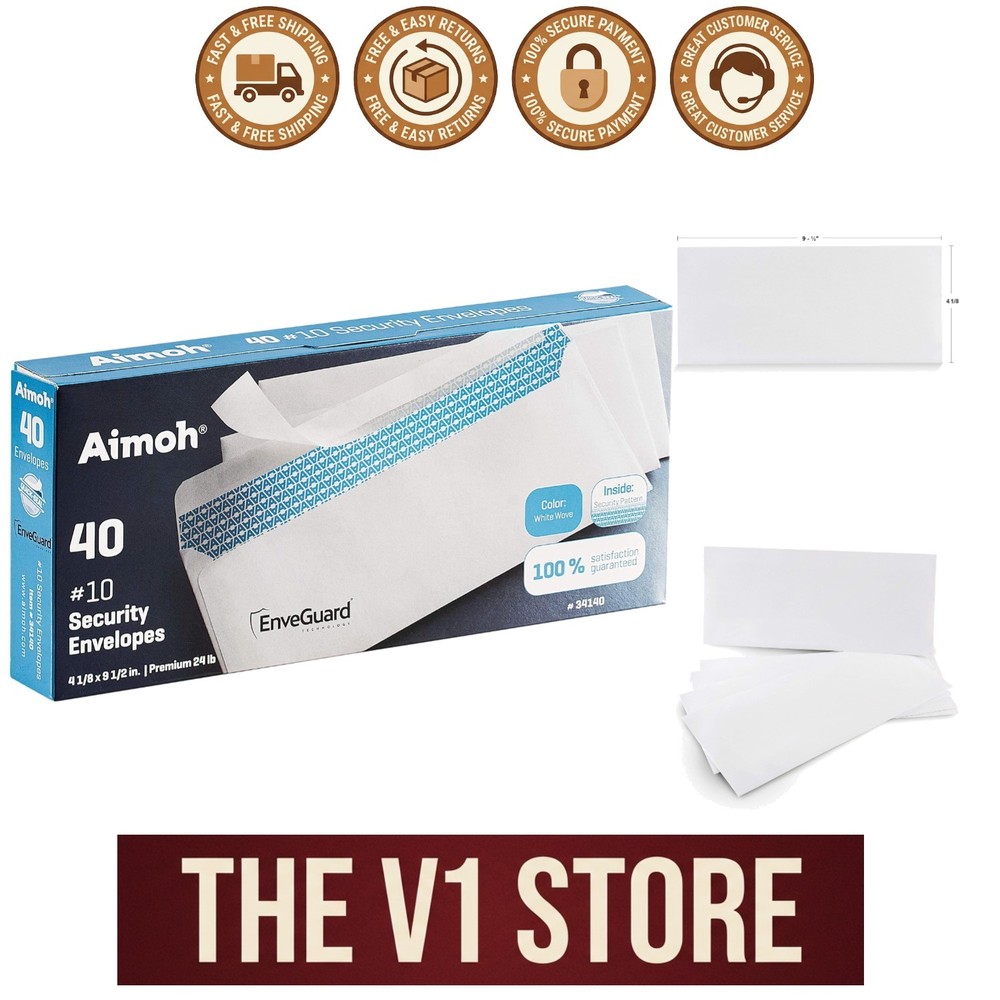 Security Tinted Self-Seal Envelopes, 40 Count for Sensitive Letters