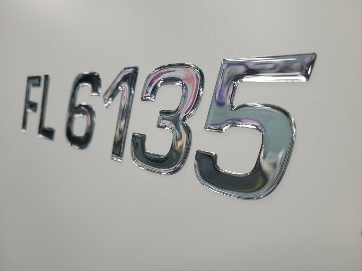 Chrome Domed Boat Registration Numbers Kit Surf Series