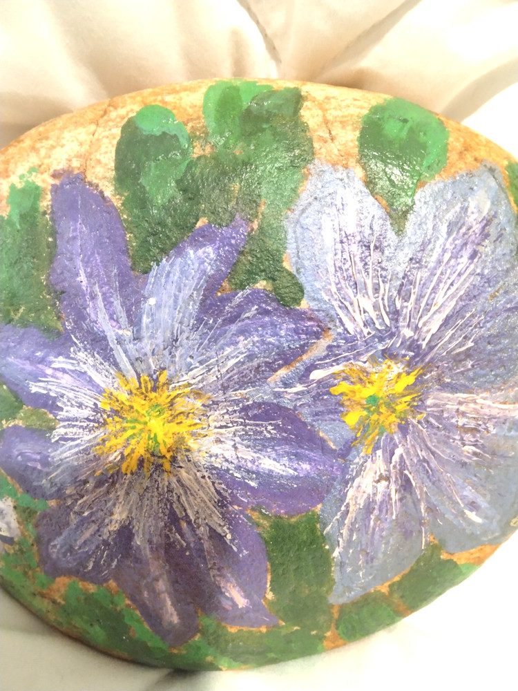 Art Rock Hand Painted Flower Patch