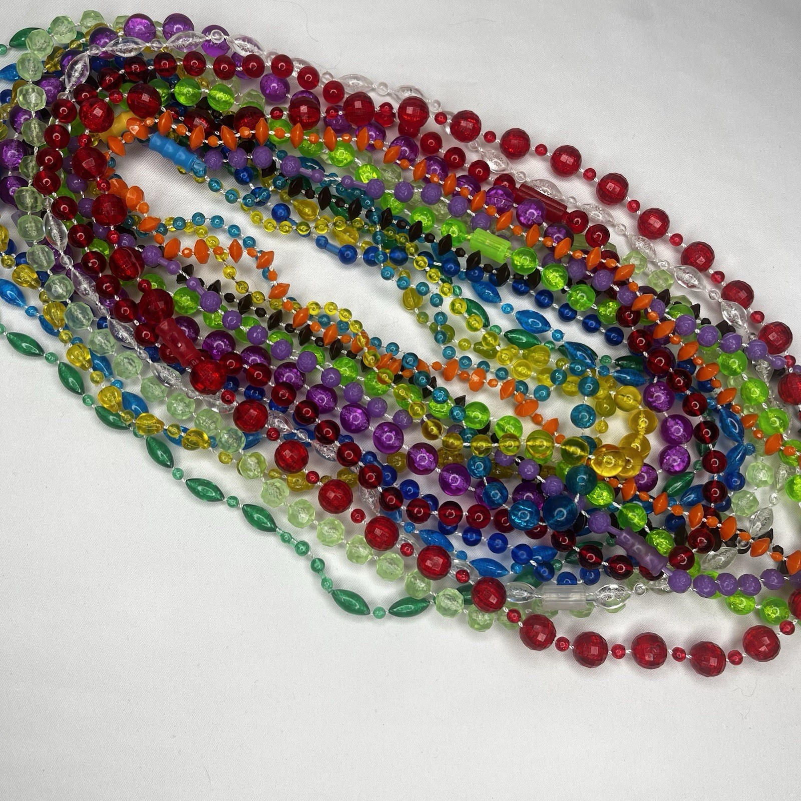 Vintage Mardi Gras Beads 70's-80's- carnival parade beads Lot Of 15 Necklaces