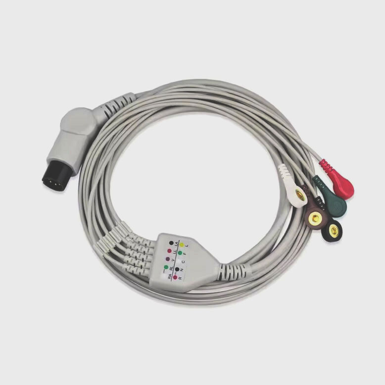Monitor Cables 6pin ECG Cable 5-Leads with snap for Mindray Contec Comen Goldway