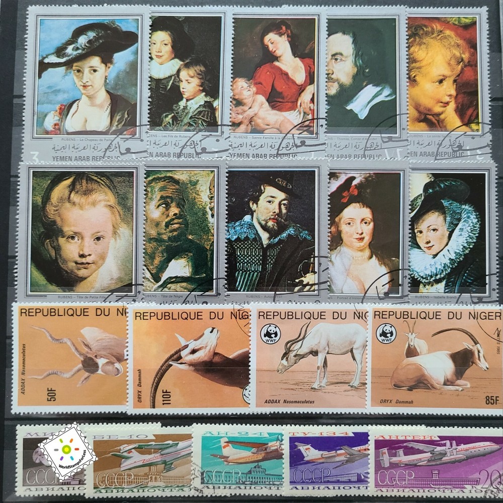 Worldwide Stamp Collection Used - 25 Different Sets from 10+ Different Countries