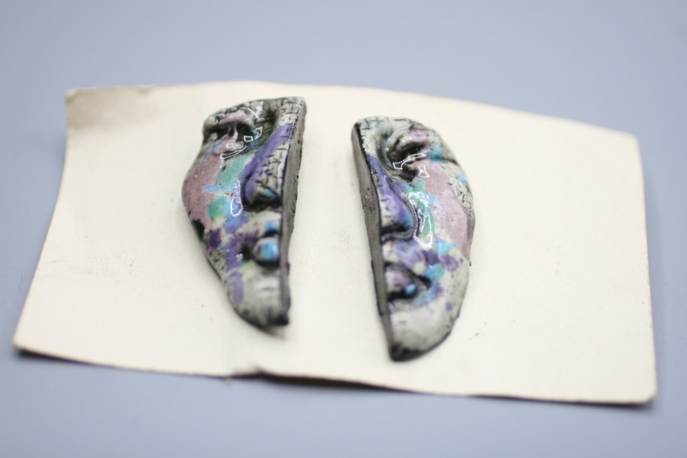 Handcrafted Ritter Full Face  Clay  EARRINGS S6