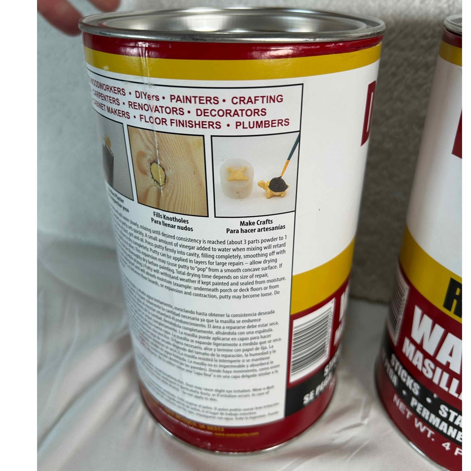 Pack of 2 Durham's Rock Hard Water Putty 4 lb Can Repair Material Woodworking