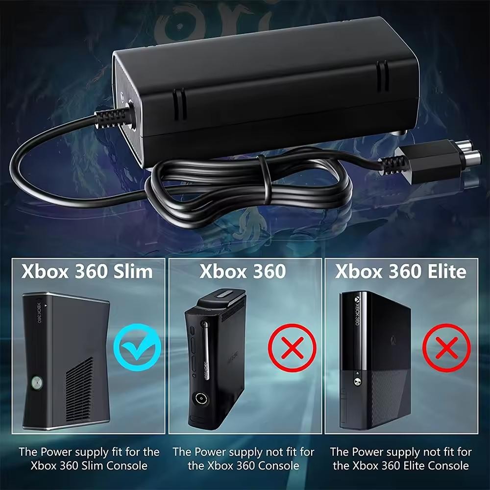 NEW Power Supply Adapter For Microsoft Xbox 360 Slim/S with LED Indicator