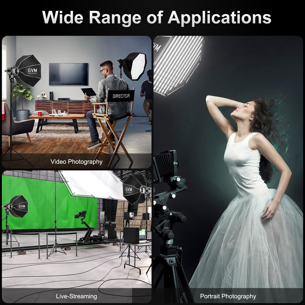 GVM Soft Boxes Lighting, Bowens Mount with Honeycomb Grid, Compatible with P8...