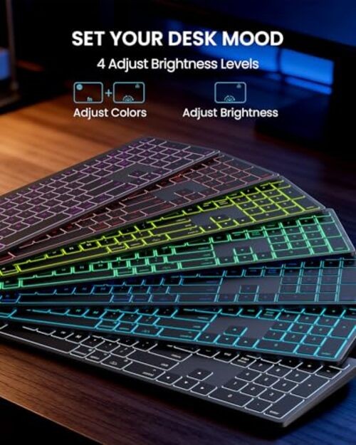 Bluetooth Keyboard and Mouse for Mac — 7-Color Backlit, Multi Space Gray
