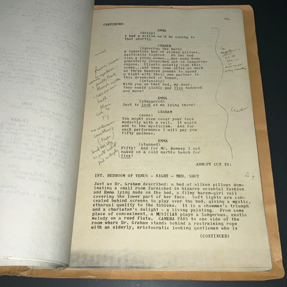 Original 1968 Emma Hamilton Movie Script 2nd Draft Historical Drama Notes COA