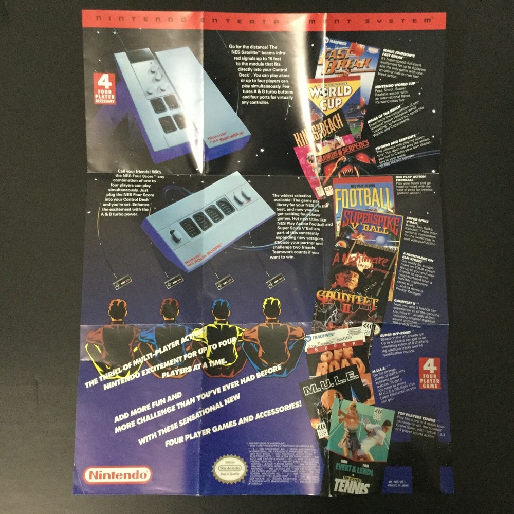 Four Player 4PL-NES-US-1 NES Nintendo Insert Poster Only