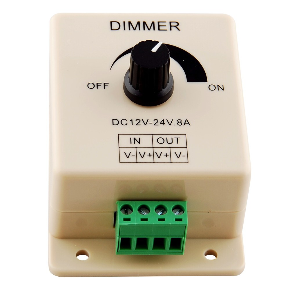 Manual Dimmer Switch for LED Strip Light, 12V 8A Mountable with Terminals
