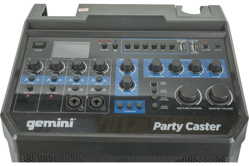 Gemini Party Caster Mini Karaoke System With Handheld Wireless Microphone