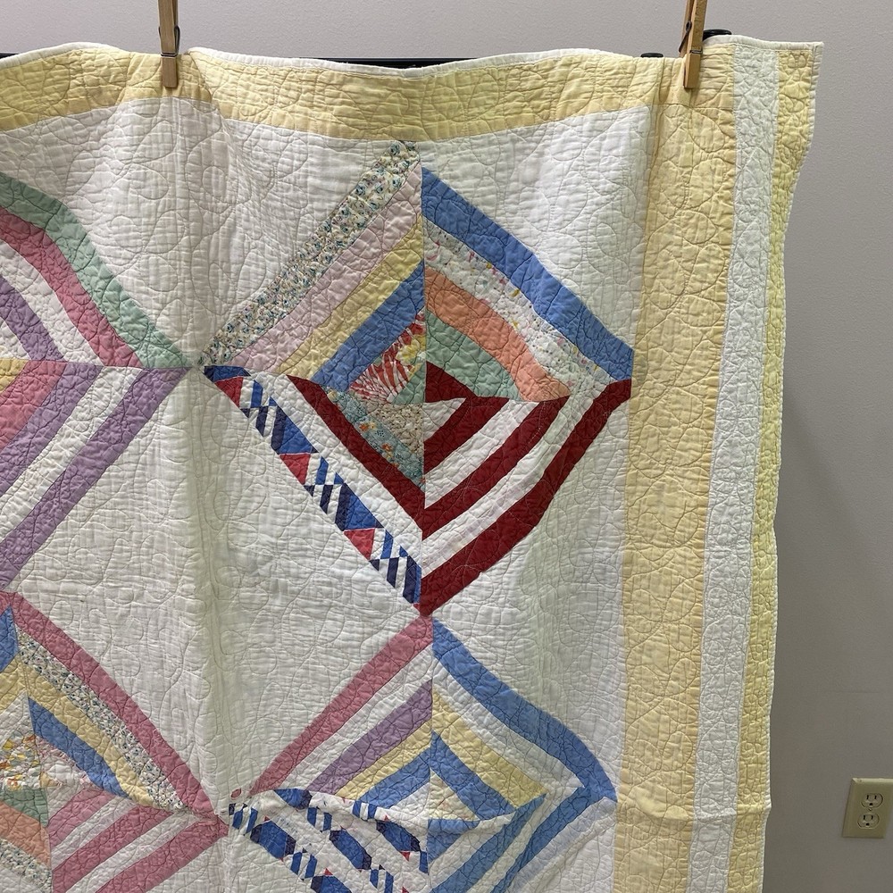 Handmade Spiderweb Star Patterned Quilt- 57 x 49 in