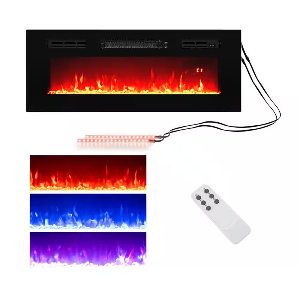 36 In. Direct Vent Electric Fireplace Insert with Multicolor Flame
