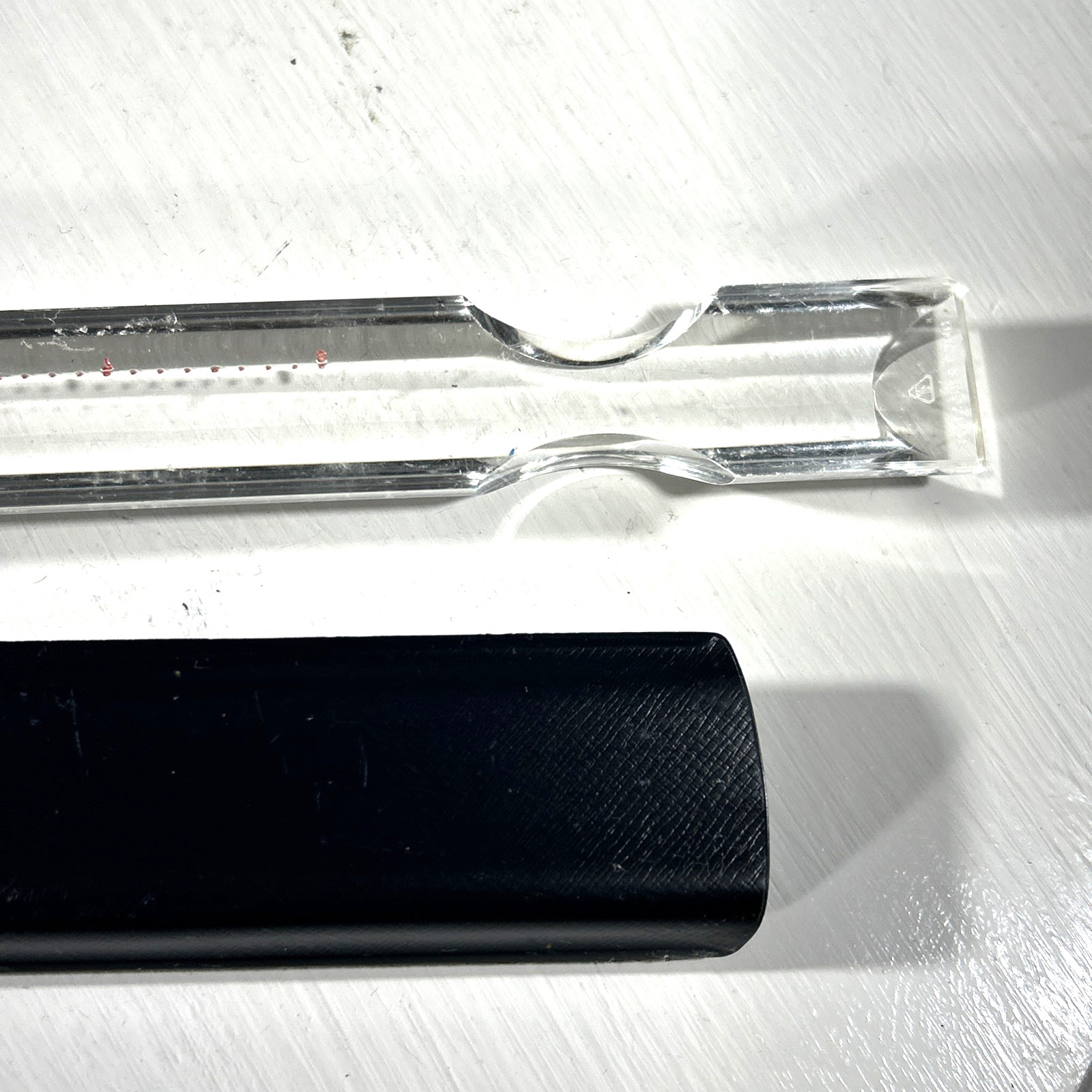 Vintage Bausch & Lomb Acrylic Magnifying Magnifier Measuring Ruler with Case 12”