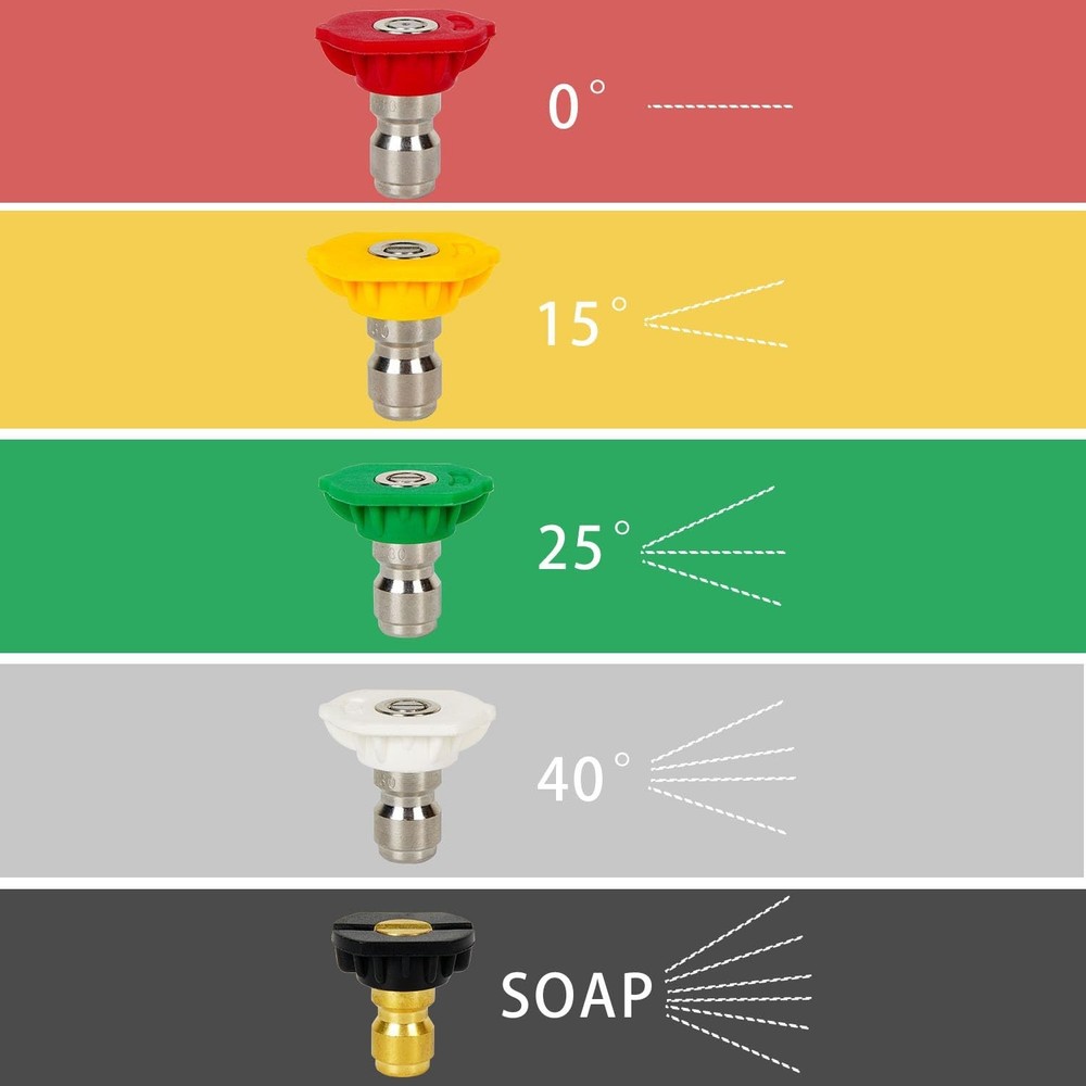 Pressure Washer Tips Set Multiple Degrees, 4.5 GPM Power Washer Nozzle Tips 5...